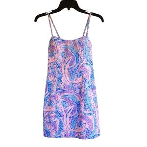 Lilly Pulitzer -00 Pink & Blue Alligator & Pineapple Print Sheath Sun Dress